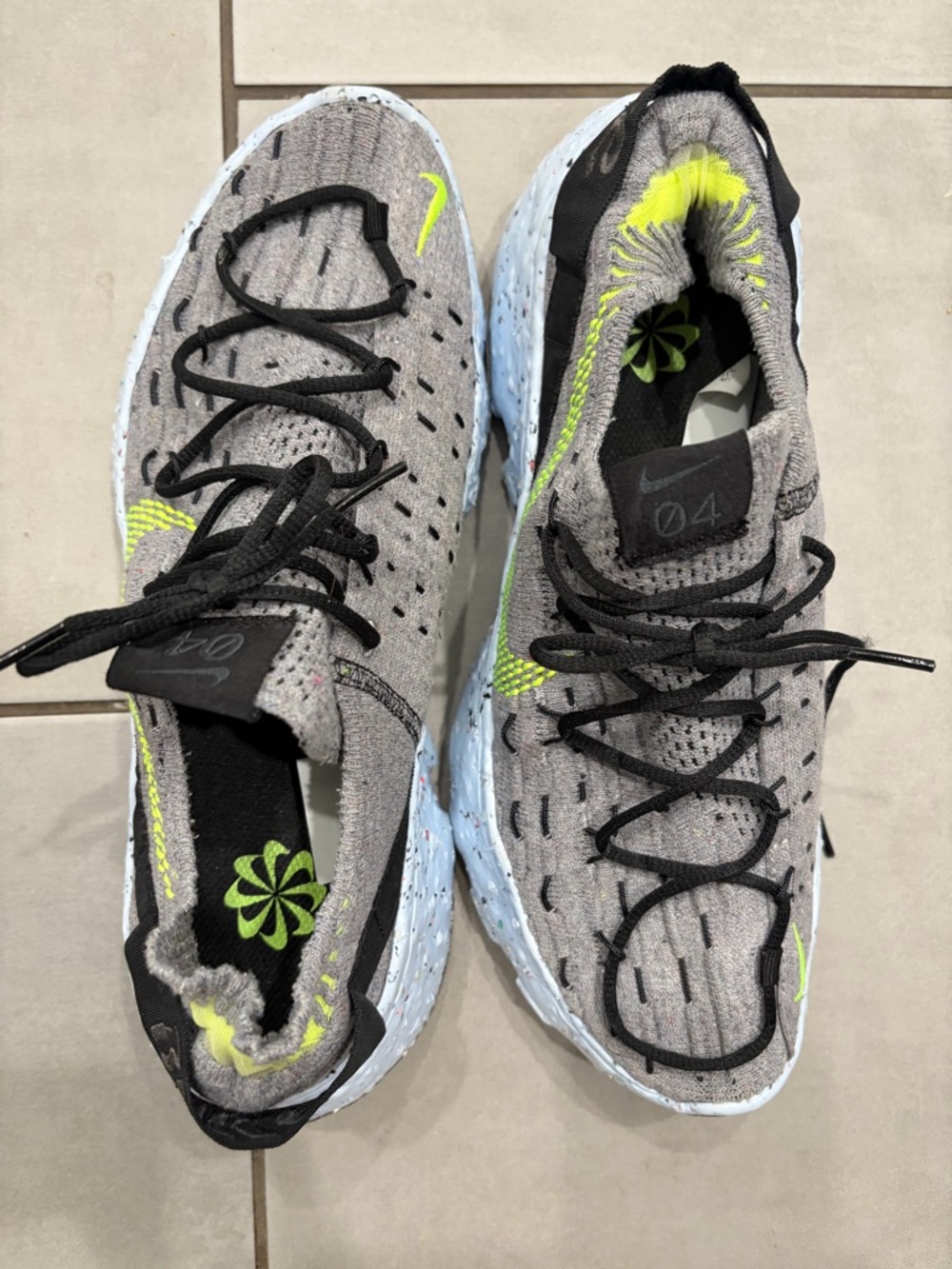Nike Grey and Neon Yellow Running Sneakers